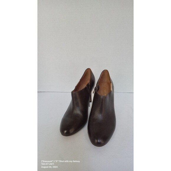 Coach Leather Booties Ankle Boots Heel Zip Brown Designer Shoes Size - Picture 6 of 6